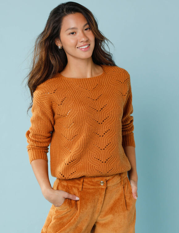 Pull spécial petites, maille perlée (miel) Pull spécial petites, maille perlée (miel)